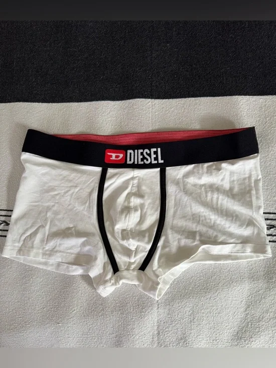 Diesel White Boxer Briefs with Black Waistband and Red Logo size L - Picture 1 of 4